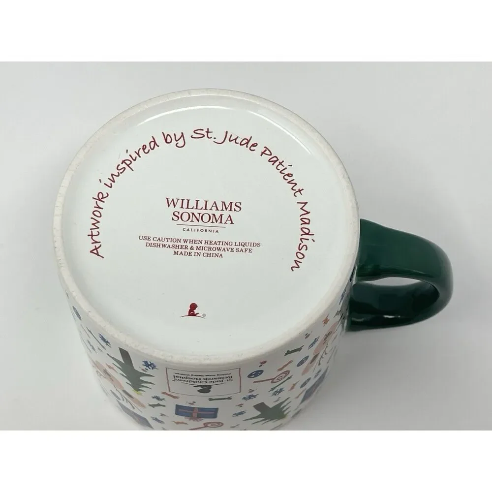 Williams Sonoma Jumbo 20oz St Jude Christmas Holiday Winter Coffee Mug Cup